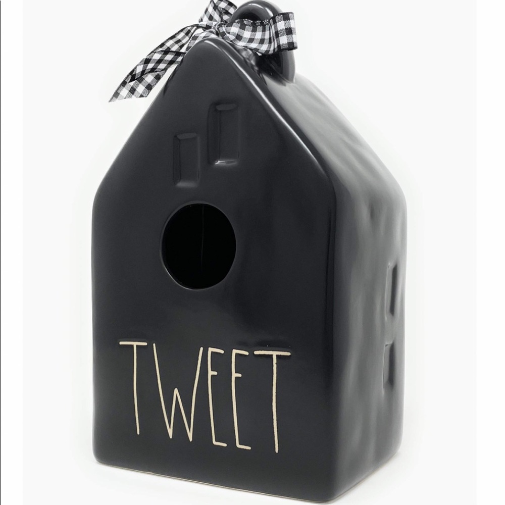Rae Dunn Icon "Tweet" Black Square Ceramic Birdhouse, NWT